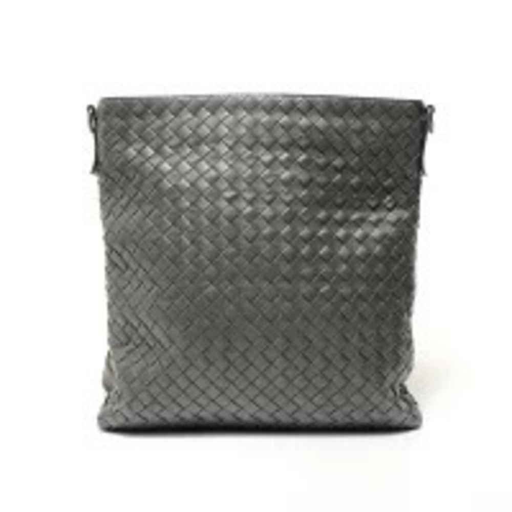 Bottega Veneta Intrecciato Leather Shoulder Bag Gray